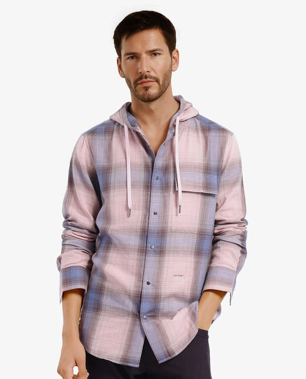 Rare Rabbit Men's Dartmouth Dusky Pink Cotton Fabric Full Sleeve Collared Neck Oversized Fit Checks Shirt