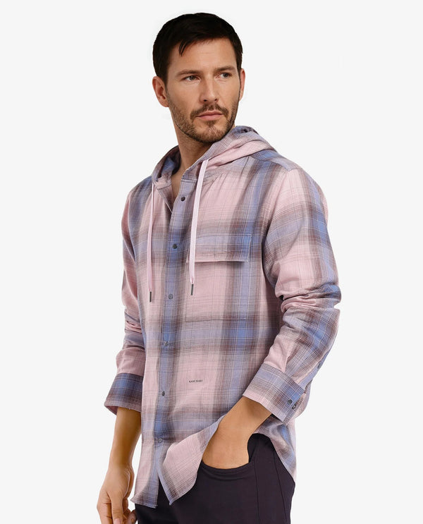 Rare Rabbit Men's Dartmouth Dusky Pink Cotton Fabric Full Sleeve Collared Neck Oversized Fit Checks Shirt