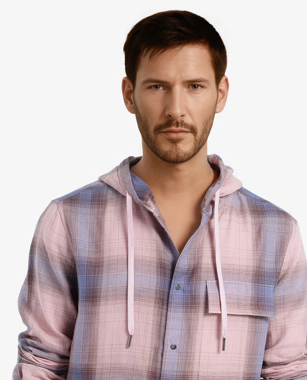Rare Rabbit Men's Dartmouth Dusky Pink Cotton Fabric Full Sleeve Collared Neck Oversized Fit Checks Shirt