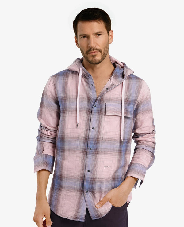 Rare Rabbit Men's Dartmouth Dusky Pink Cotton Fabric Full Sleeve Collared Neck Oversized Fit Checks Shirt