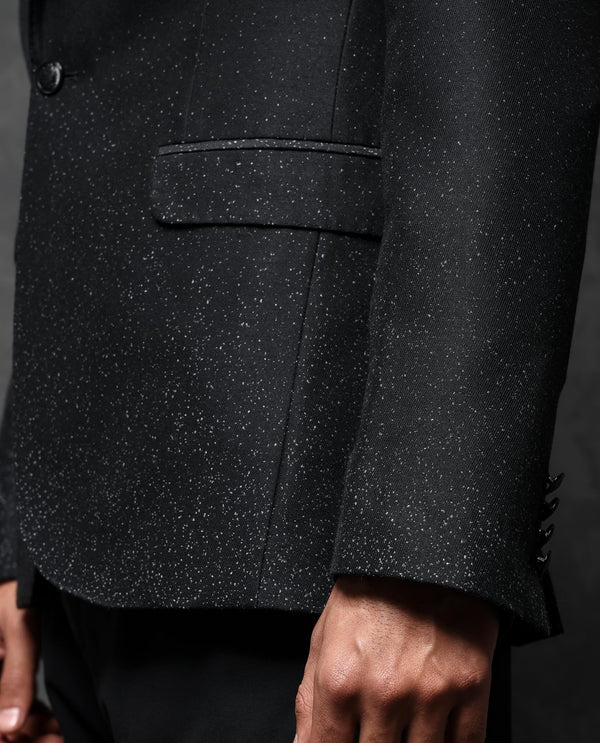 Rare Rabbit Men's Debra Black Polyester Viscose Fabric Notch Lapel Single Breasted tailored Fit Calvary Twill Blazer
