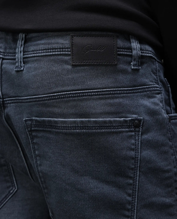 Rare Rabbit Men's Delft Dusky Blue Mid Wash Mid-Rise Slim Fit Jeans