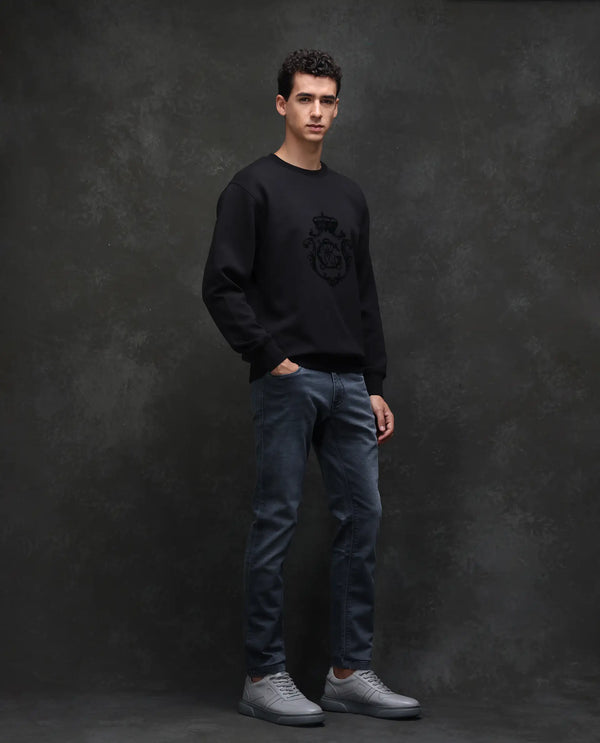 Rare Rabbit Men's Delft Dusky Blue Mid Wash Mid-Rise Slim Fit Jeans