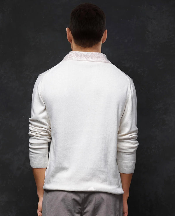 Rare Rabbit Men's Denor Beige Cotton Fabric Full Sleeve Cowl Neck Zipper Closure Plain Sweater