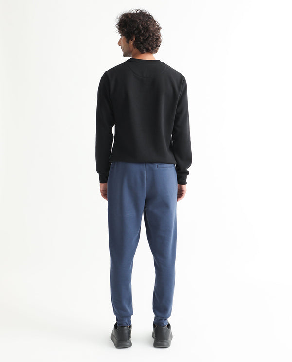 Rare Rabbit Mens Derry Dusky Blue Cotton Polyester Fabric Drawstring Closure Regular Fit Mid Rise Trackpant