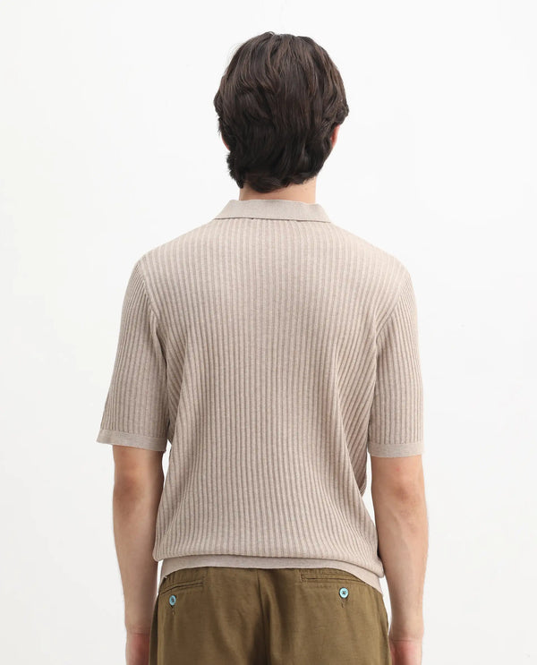 Rare Rabbit Men Devr Khaki Cotton Tencel Fabric Short Sleeve Polo