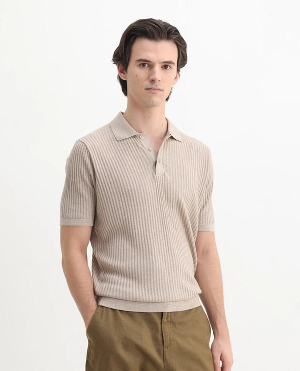 Rare Rabbit Men Devr Khaki Cotton Tencel Fabric Short Sleeve Polo