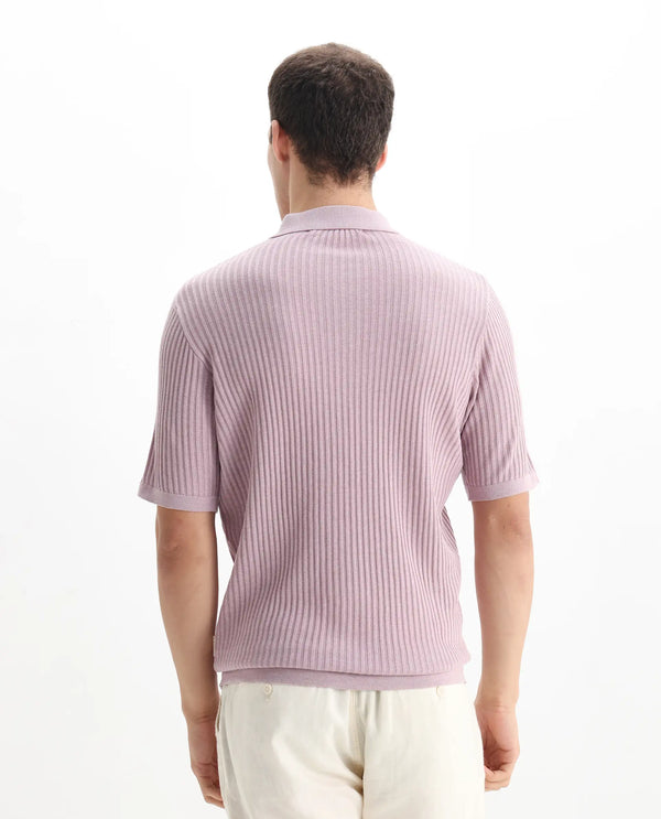 Rare Rabbit Men Devr Dusky Pink Cotton Tencel Fabric Short Sleeve Polo