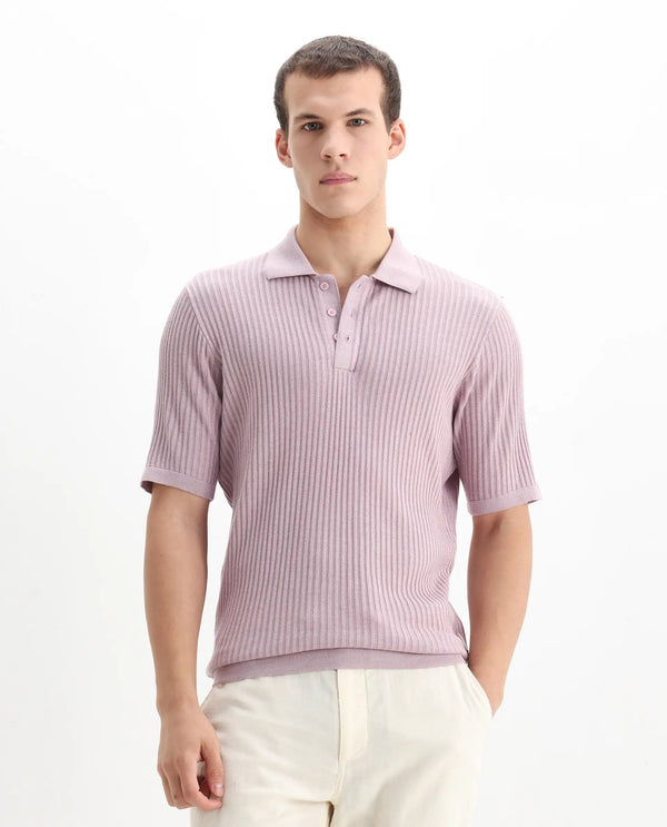 Rare Rabbit Men Devr Dusky Pink Cotton Tencel Fabric Short Sleeve Polo
