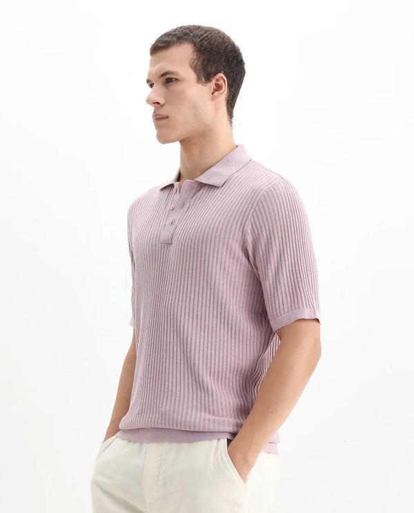 Rare Rabbit Men Devr Dusky Pink Cotton Tencel Fabric Short Sleeve Polo