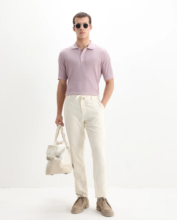 Rare Rabbit Men Devr Dusky Pink Cotton Tencel Fabric Short Sleeve Polo