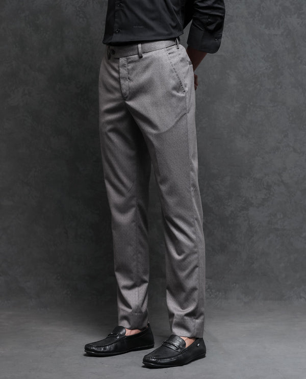 Rare Rabbit Men's Dexter Grey Polyester Viscose Fabric Notch Lapel Button Closure Single Breasted Jacquard Suits