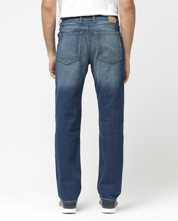 Rare Rabbit Mens Dieme Blue Cotton Polyester Solid Regular Fit Jeans