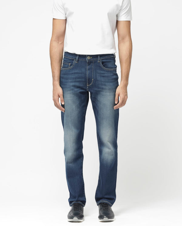 Rare Rabbit Mens Dieme Blue Cotton Polyester Solid Regular Fit Jeans