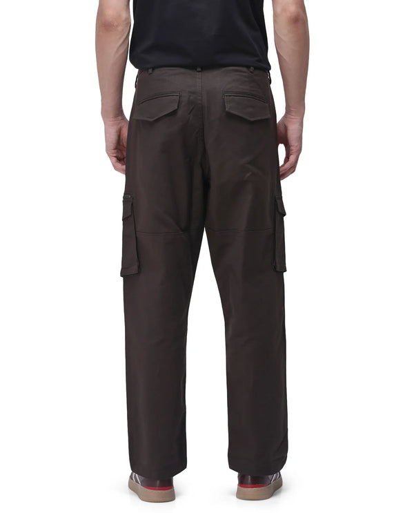 Rare Rabbit Men's Dima Dark Brown Cotton Elastane Fabric Button And Zip Closure Cargo Trouser