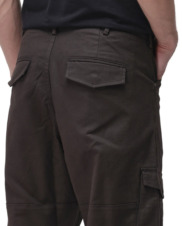 Rare Rabbit Men's Dima Dark Brown Cotton Elastane Fabric Button And Zip Closure Cargo Trouser