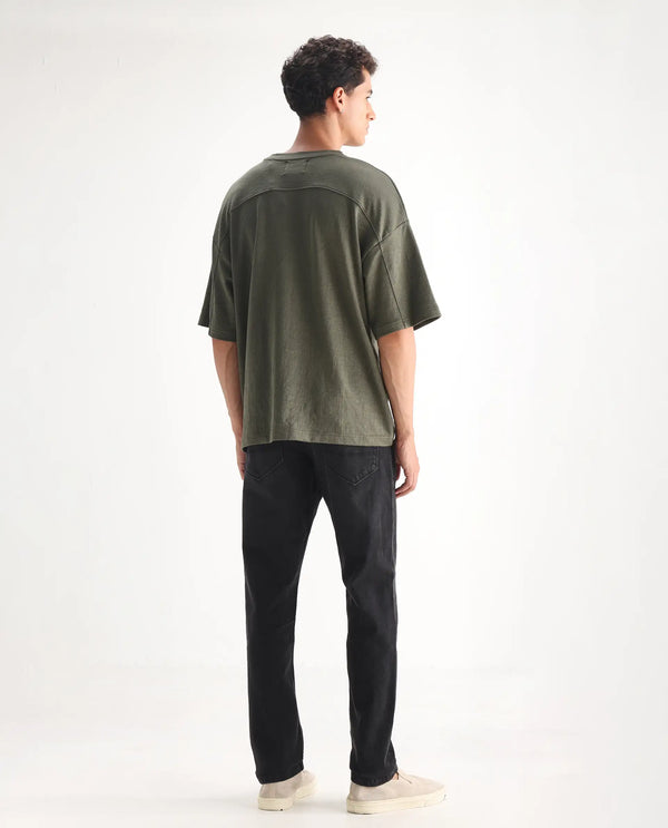 Rare Rabbit Men's Divi Grey Dark Wash Mid-Rise Slim Fit Jeans