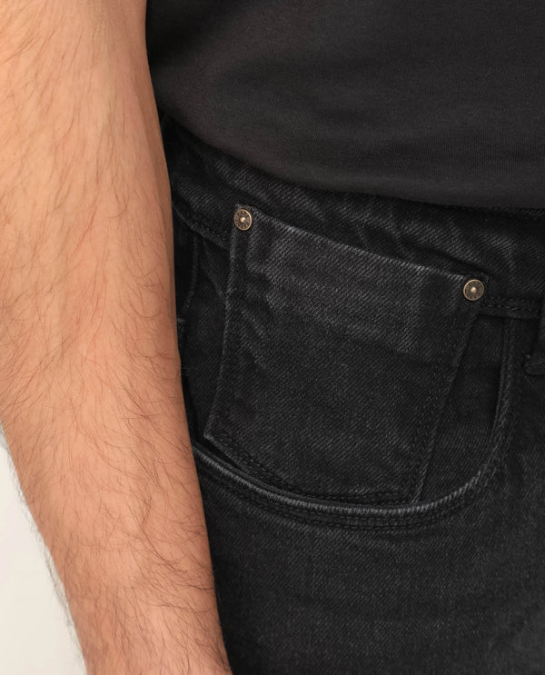 Rare Rabbit Men's Divi Grey Dark Wash Mid-Rise Slim Fit Jeans