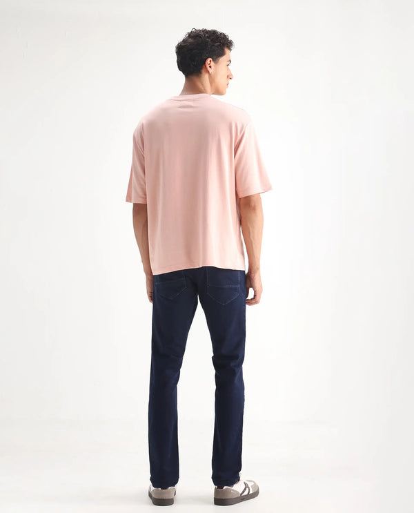 Rare Rabbit Men's Dobe Dark Blue Dark Wash Mid-Rise Slim Fit Jeans