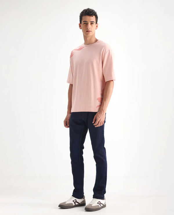 Rare Rabbit Men's Dobe Dark Blue Dark Wash Mid-Rise Slim Fit Jeans