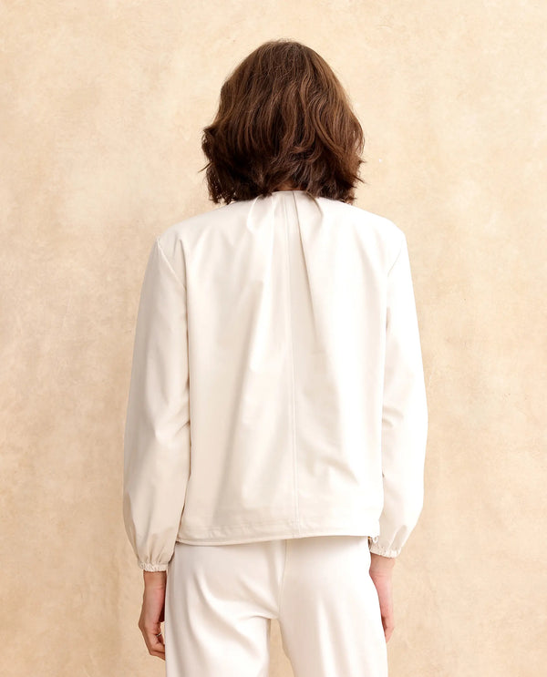 Rareism Women Dockly Beige Full Sleeve Round Neck Zipper Closure Plain Jacket