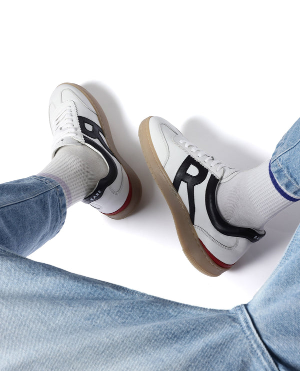 Rare Rabbit Men's Dorset Pro White Genuine Leather Shoes Low-Top Lace-Up Dual Tone Sneaker Shoes