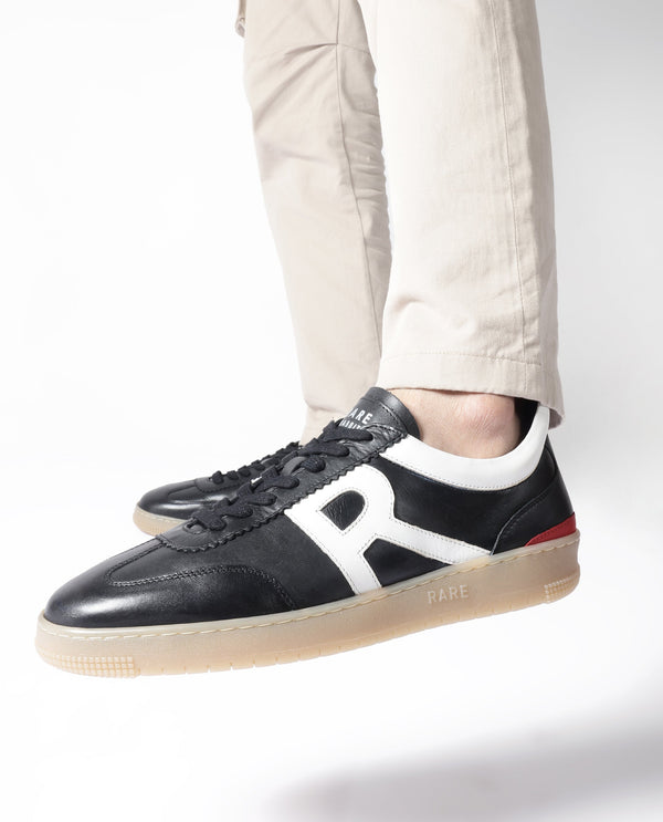 Rare Rabbit Men's Dorset Pro Black Genuine Leather Shoes Low-Top Lace-Up Dual Tone Sneaker Shoes