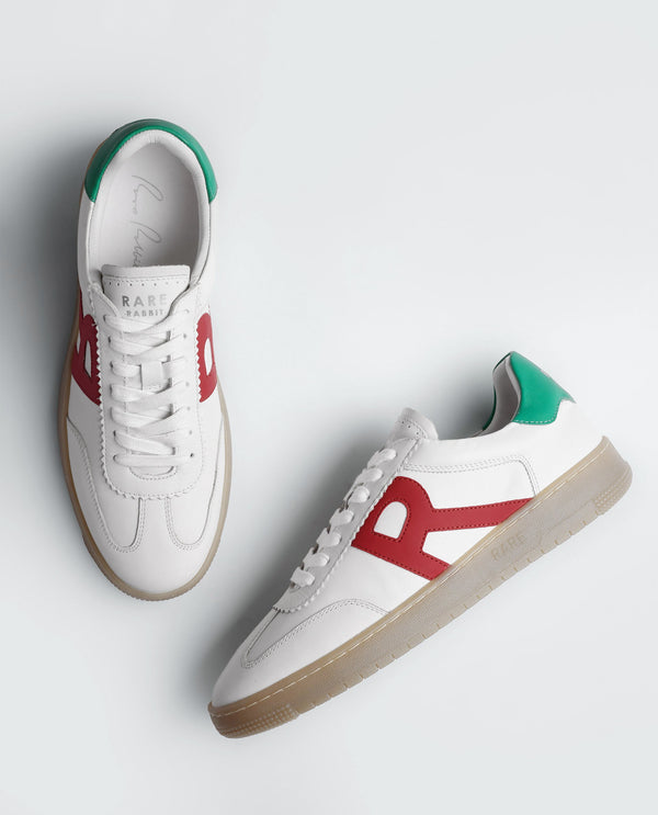 Rare Rabbit Men's Dorset White Oxford Style Colorblocked Smart Casual Leather Sneaker