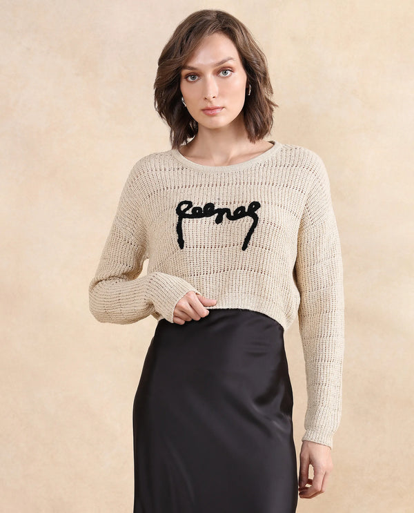 Rareism Women Dorthi Off White Relaxed Fit Plain Top