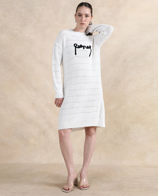 Rareism Women Dorthiya Off White Relaxed Fit Plain Dress