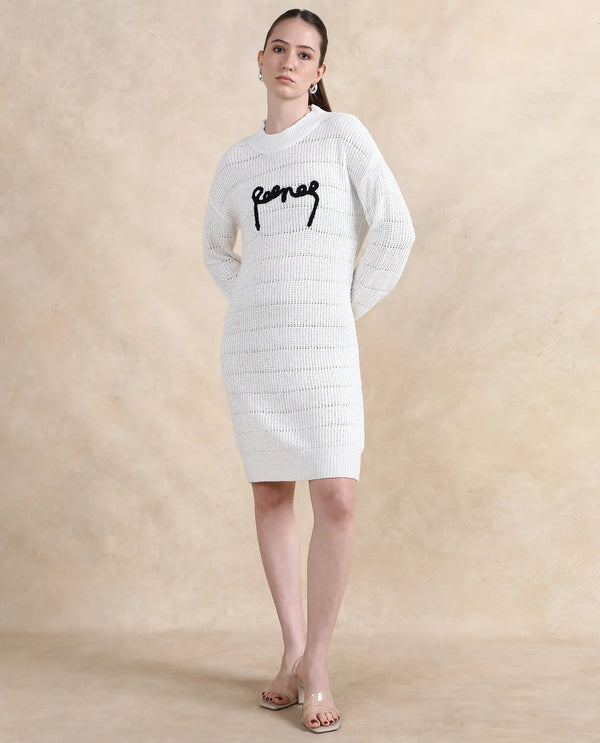 Rareism Women Dorthiya Off White Relaxed Fit Plain Dress