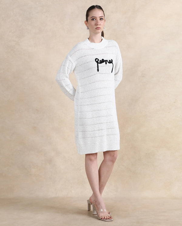 Rareism Women Dorthiya Off White Relaxed Fit Plain Dress