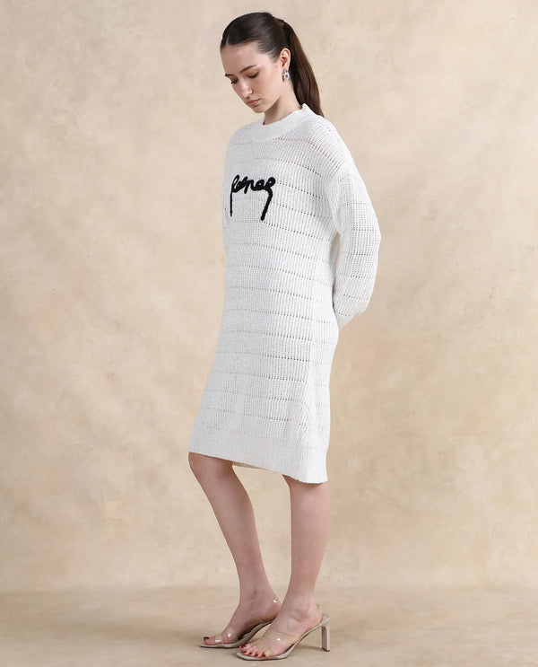 Rareism Women Dorthiya Off White Relaxed Fit Plain Dress