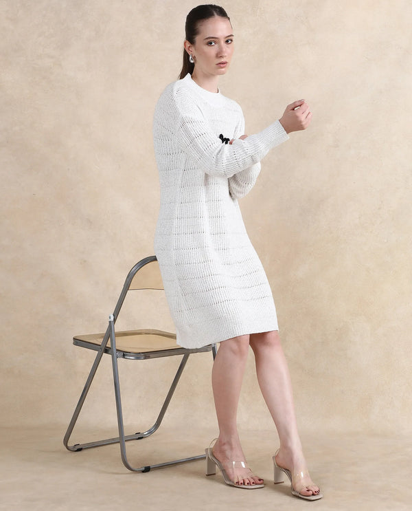 Rareism Women Dorthiya Off White Relaxed Fit Plain Dress