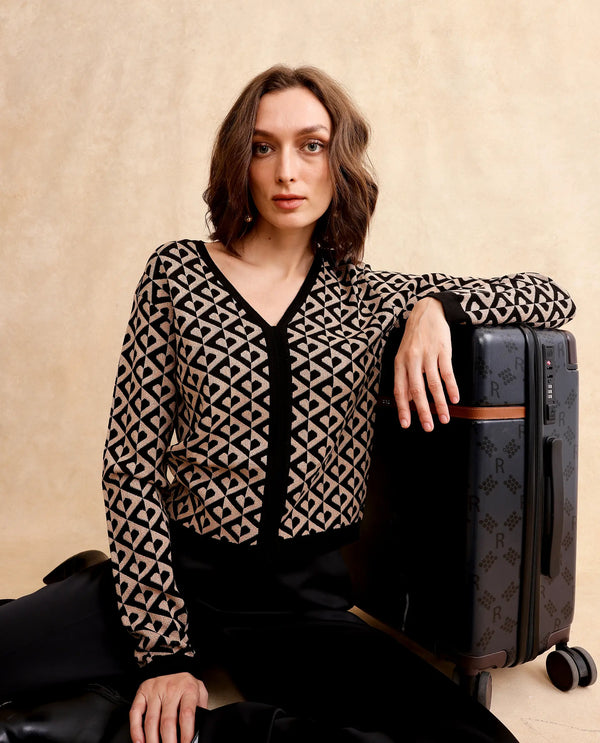 Rareism Women Dortyol Black Printed Sweater