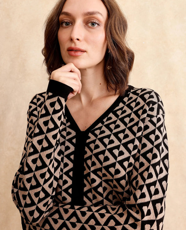 Rareism Women Dortyol Black Printed Sweater