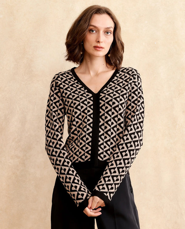 Rareism Women Dortyol Black Printed Sweater