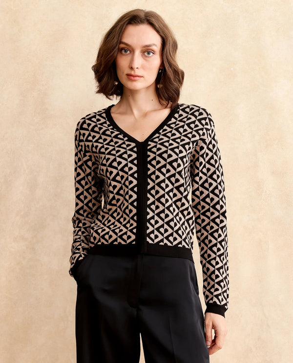 Rareism Women Dortyol Black Printed Sweater