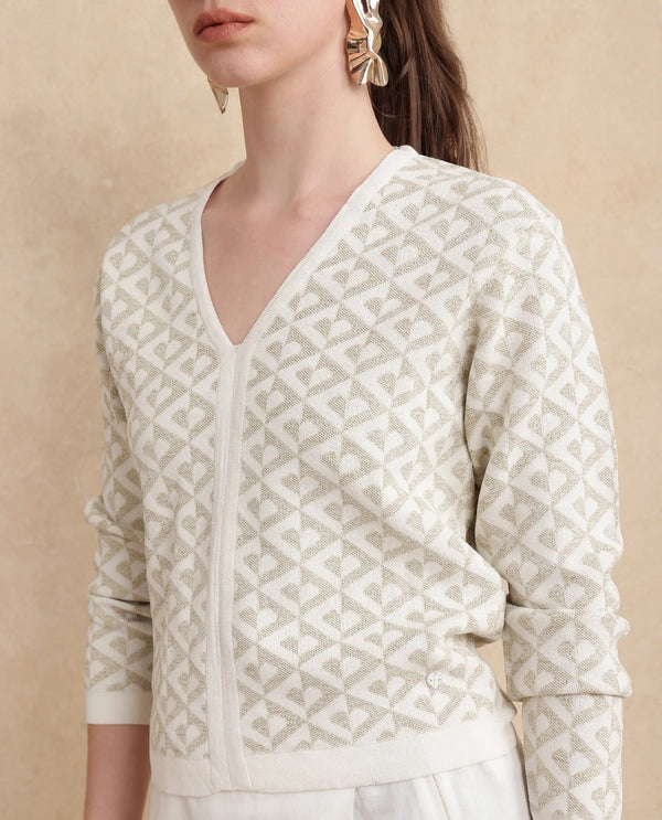 Rareism Women Dortyol Off-White Printed Sweater