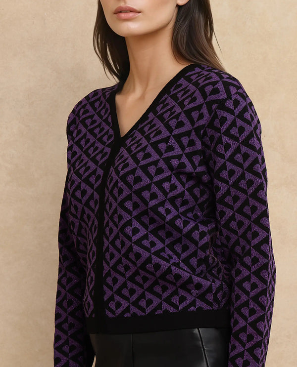 Rareism Women Dortyol Purple Printed Sweater