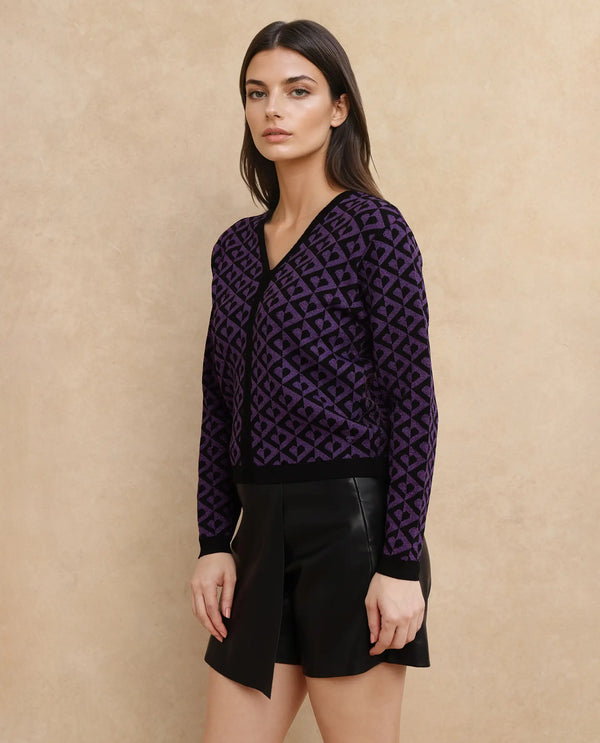 Rareism Women Dortyol Purple Printed Sweater