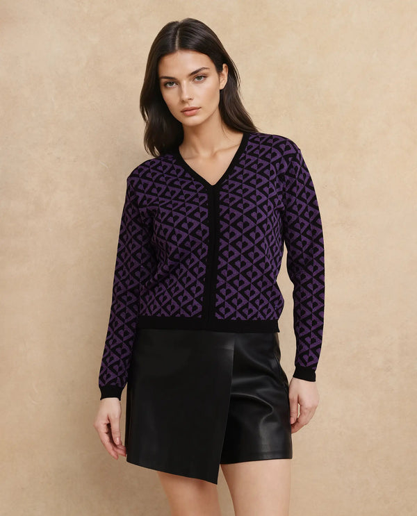 Rareism Women Dortyol Purple Printed Sweater
