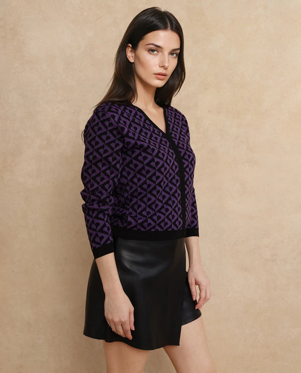 Rareism Women Dortyol Purple Printed Sweater
