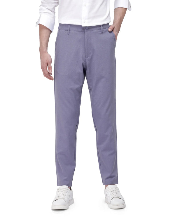 Rare Rabbit Men Driver-2 Dusky Purple Cotton Elastane Fabric Button Closure Plain Trouser