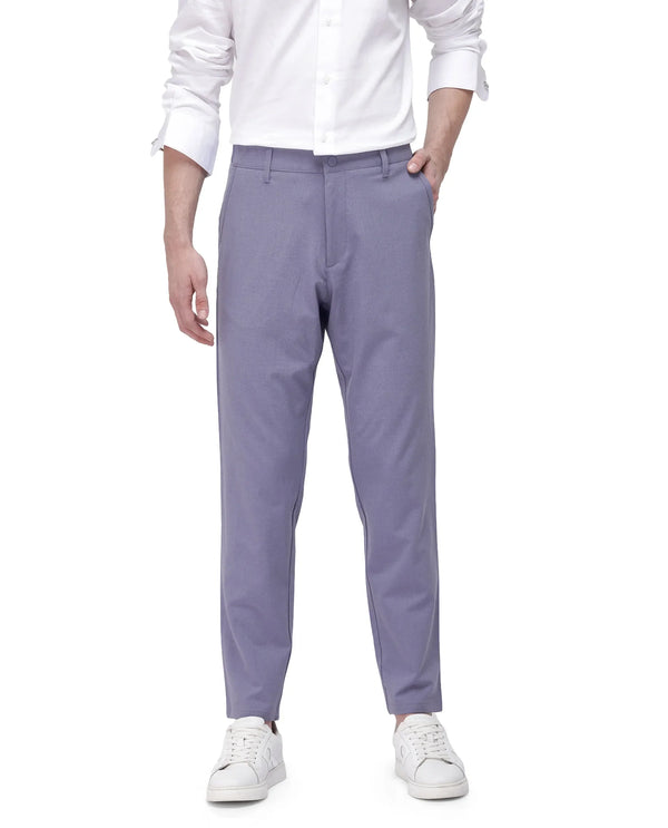 Rare Rabbit Men Driver-2 Dusky Purple Cotton Elastane Fabric Button Closure Plain Trouser