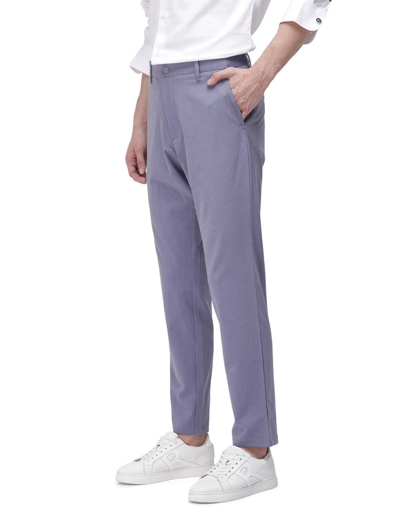 Rare Rabbit Men Driver-2 Dusky Purple Cotton Elastane Fabric Button Closure Plain Trouser