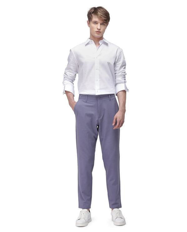 Rare Rabbit Men Driver-2 Dusky Purple Cotton Elastane Fabric Button Closure Plain Trouser
