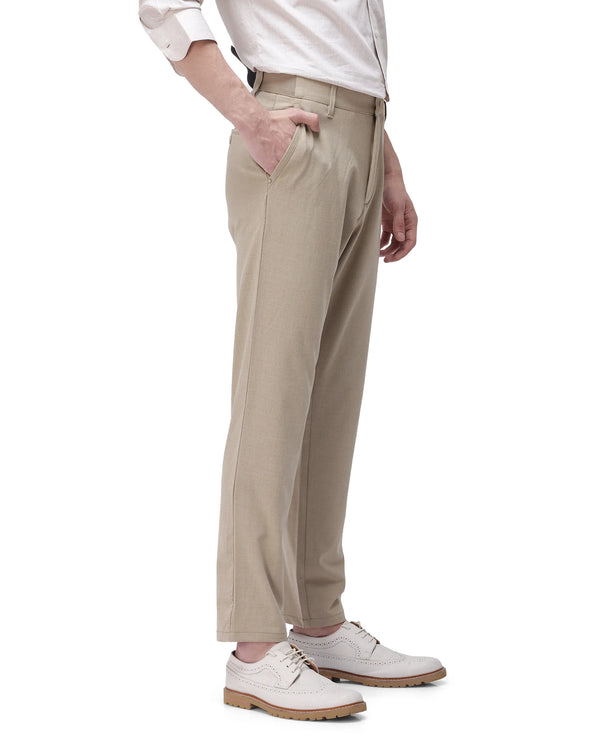 Rare Rabbit Men Driver-2 Khaki Cotton Elastane Fabric Button Closure Plain Trouser