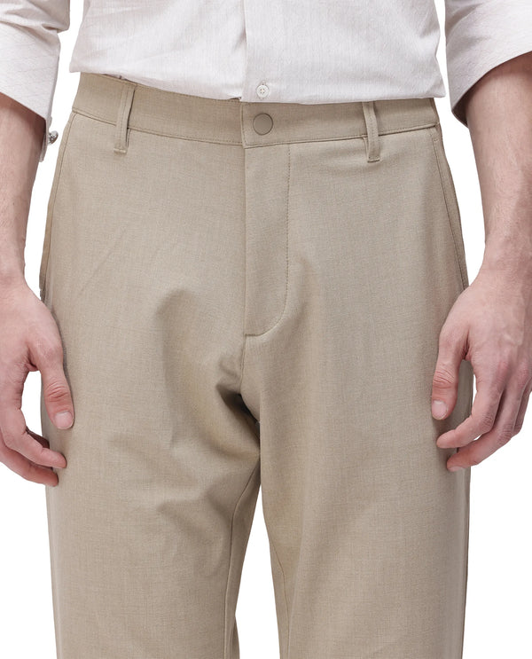 Rare Rabbit Men Driver-2 Khaki Cotton Elastane Fabric Button Closure Plain Trouser