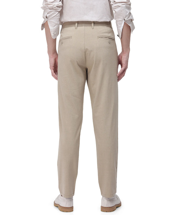 Rare Rabbit Men Driver-2 Khaki Cotton Elastane Fabric Button Closure Plain Trouser